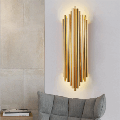 Post Modern Gold Tubes Wall Lamp