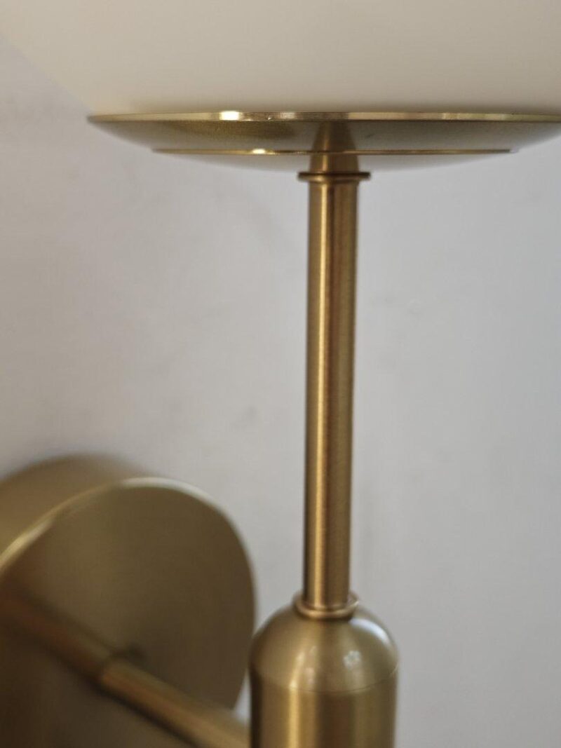 Gold Metal With Milky White Glass Ball Wall Sconce