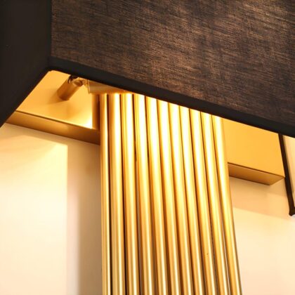 Post Modern Gold Tube & Fabric Wall Lamp