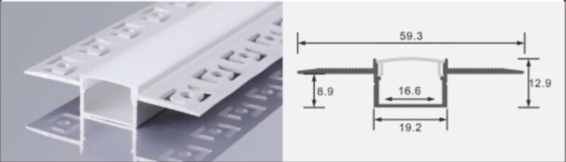 FLUX PLASTER-IN-16 Plaster-In Aluminium LED Profile