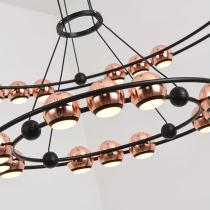 Athena Rose Gold Ball 2 Ring Chandelier