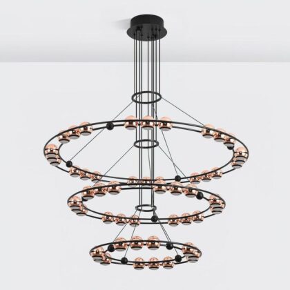 Athena Rose Gold Ball 3 Ring Chandelier