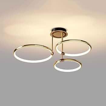 Golden Tri-Ring LED Ceiling Light