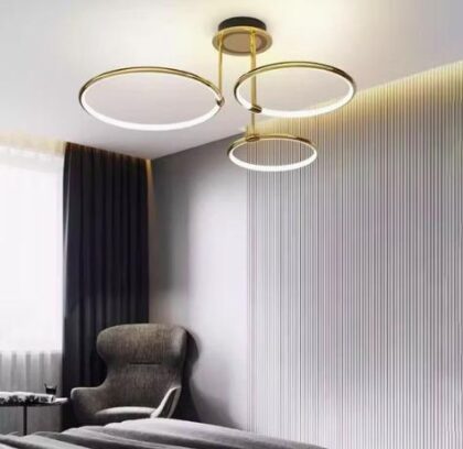 Golden Tri-Ring LED Ceiling Light