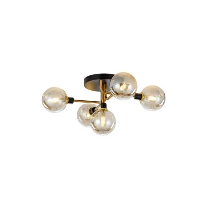 Brass Mid-Century Sputnik Style 5 Light Chandelier