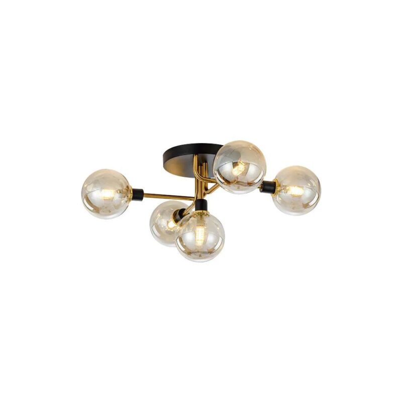Brass Mid-Century Sputnik Style 5 Light Chandelier