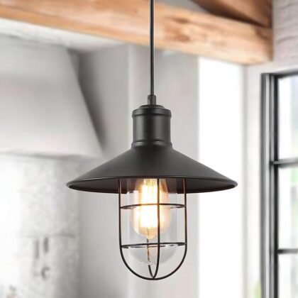 Black Farmhouse Glass Lantern Light With Clear Shade
