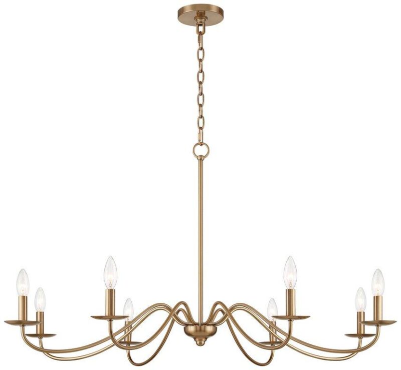 Vintage Iron 8 Arm Soft Gold Candelabra Chandelier