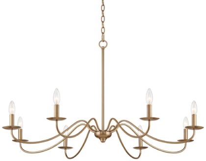 Vintage Iron 8 Arm Soft Gold Candelabra Chandelier