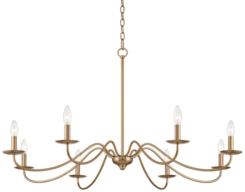 Vintage Iron 8 Arm Soft Gold Candelabra Chandelier