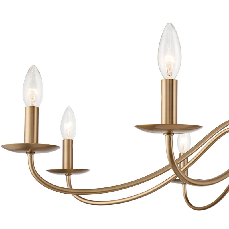 Vintage Iron 8 Arm Soft Gold Candelabra Chandelier