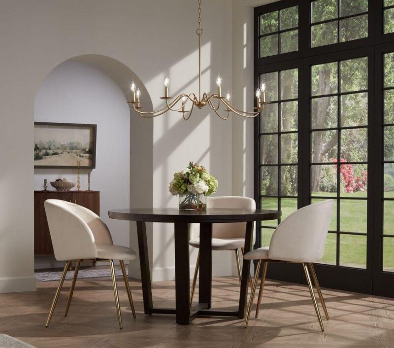 Vintage Iron 8 Arm Soft Gold Candelabra Chandelier