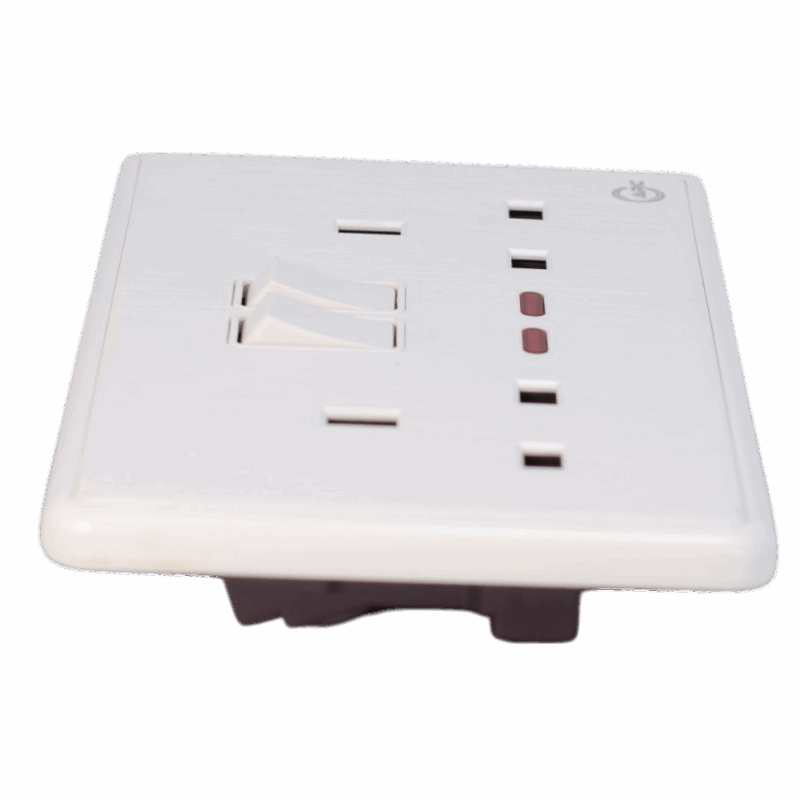 Arc White Double Socket Switch With Neon - British Plug