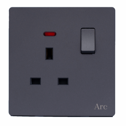 Arc Gray Single Socket Switch With Neon Series