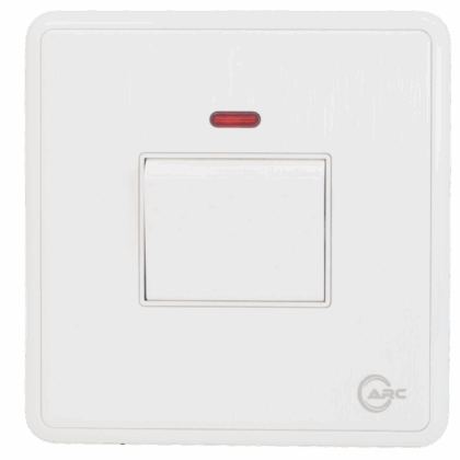 Arc White - 45A Double Pole - DP - Switch - Single Plate