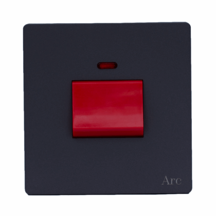 Arc Matt Black - 45A Double Pole - DP - Switch - Single Plate