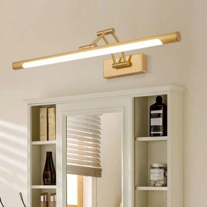 Black Tubular Vanity Lighting Fixture With Foldable Arm