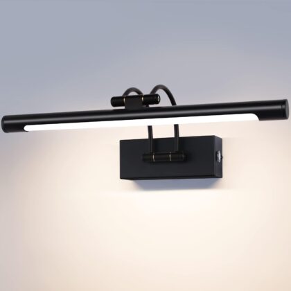 Black Tubular Vanity Lighting Fixture With Foldable Arm