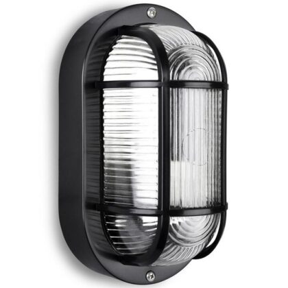 Large Classic Oval Black Bulkhead Wall Light