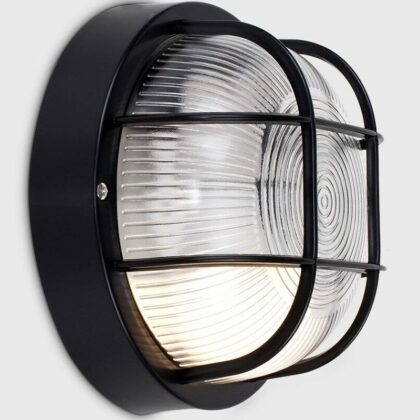 Large Classic Round Black Bulkhead Wall Light