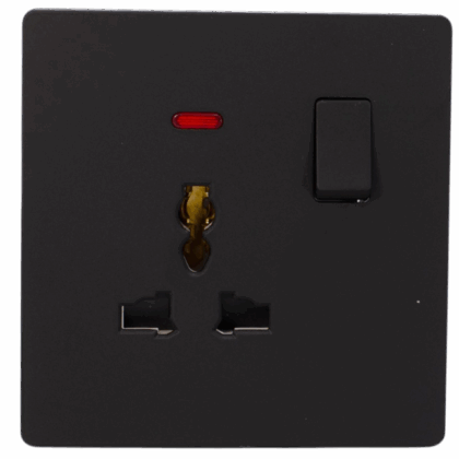 ARC Matt Black Multi Function Single Socket With Neon