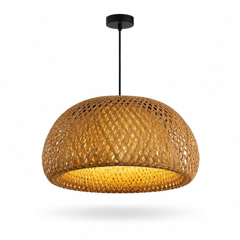 The Woven Basket 300mm Wide Dome Pendant Light - Natural Bamboo