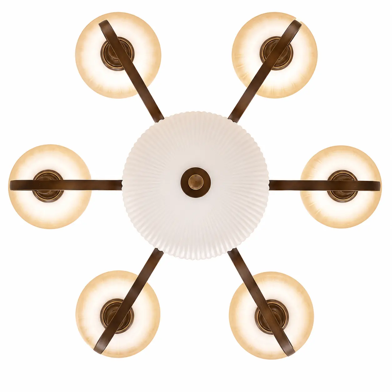 Vintage Brushed Bronze 6 Lamp Chandelier