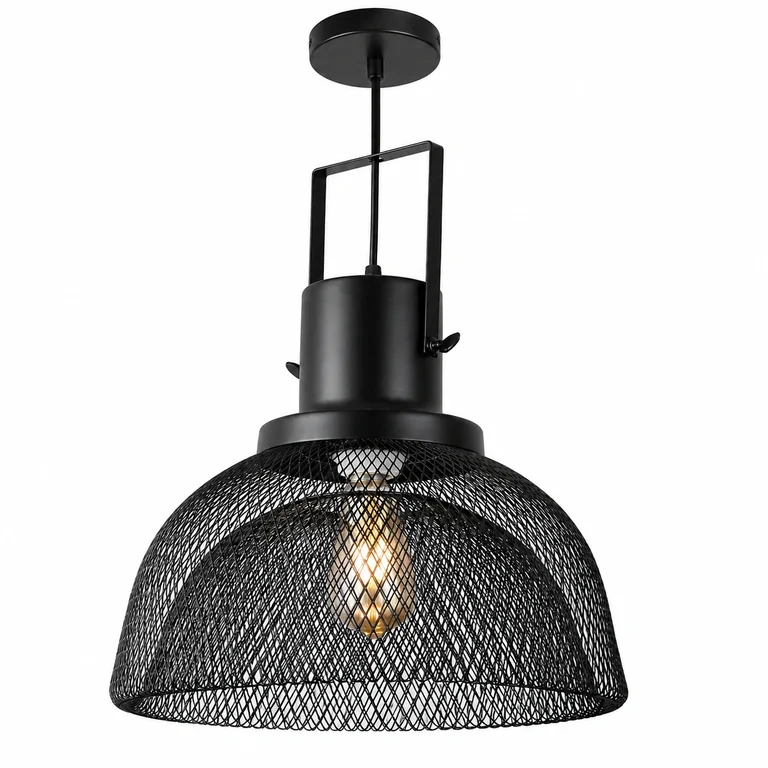 The Gantry Dome 14" Diameter 1-Light Industrial Pendant - Matte Black - Iron