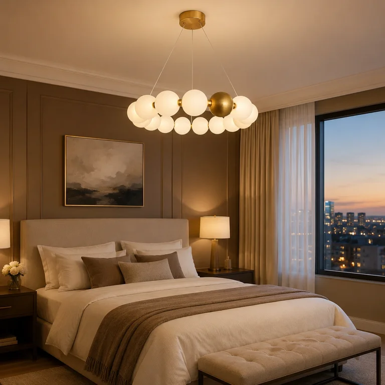 The Comet 620mm Wide Frosted Globe Chandelier
