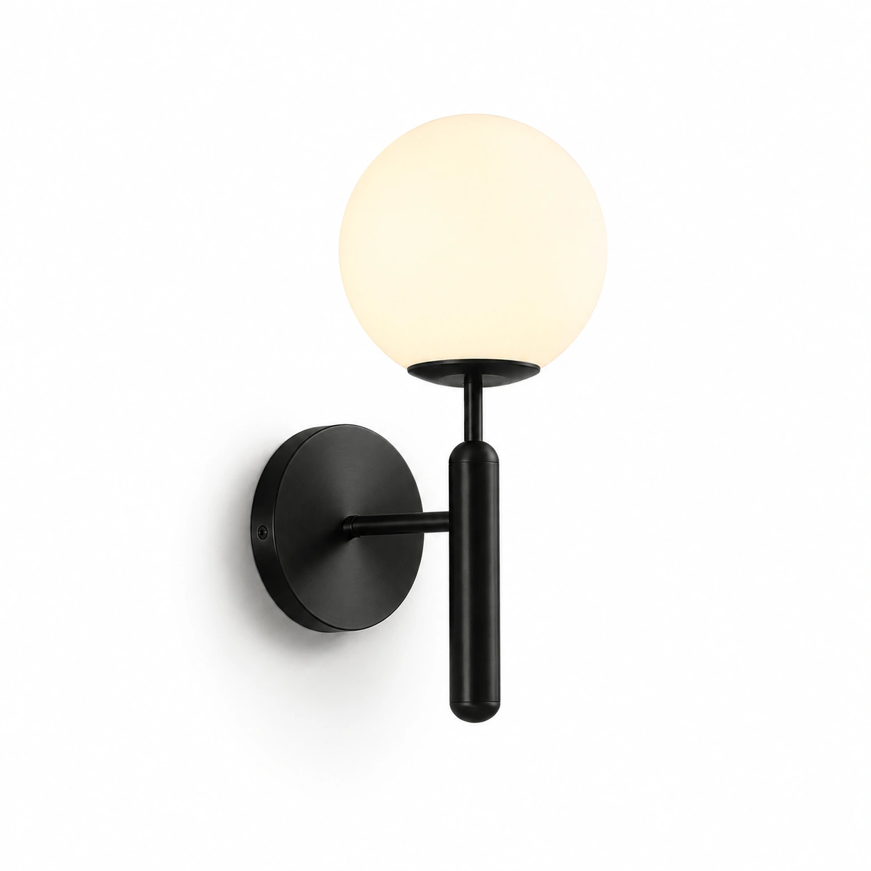 The Perch 150mm Wide Globe Wall Lamp - Matte Black Iron