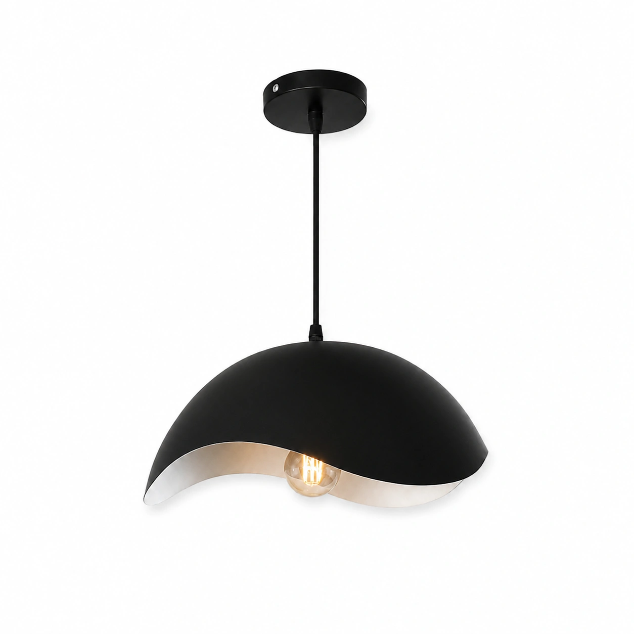 The Shell 300mm Wide Asymmetric Dome Pendant Light - Matte Black