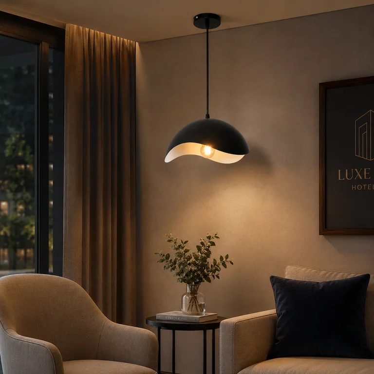 The Shell 300mm Wide Asymmetric Dome Pendant Light - Matte Black