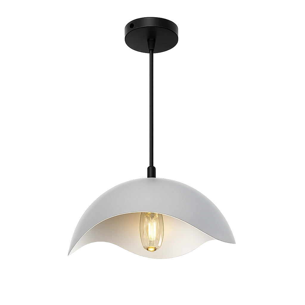 The Shell 300mm Wide Asymmetric Dome Pendant Light - Matte Grey