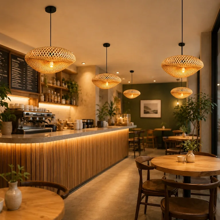 The Cedar 400mm Wide Woven Bamboo Lens Pendant Light