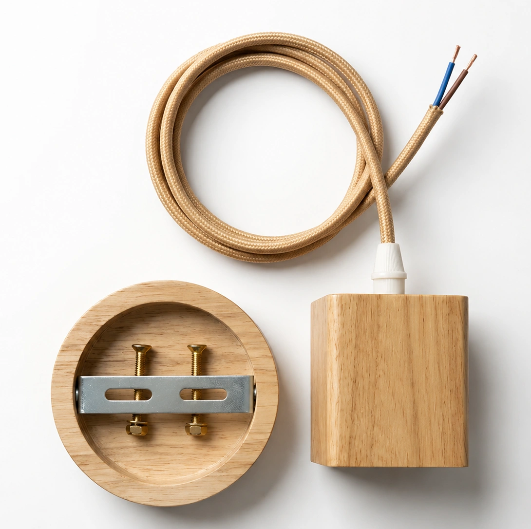 The Nordic Oak Pendant Kit 4" Base Diameter 1-Light Scandinavian Pendant - Natural Oak - Wood