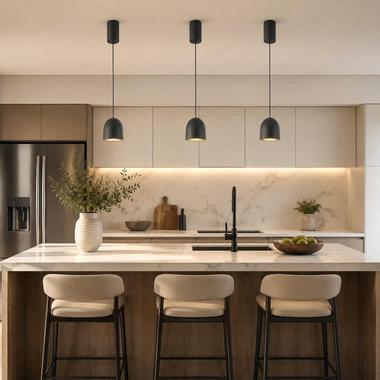 The Acorn 100mm Wide Dome Pendant Light - Matte Black Aluminum