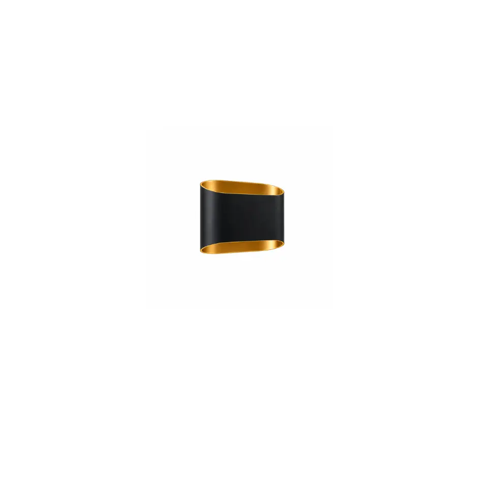 The Lennox Ringed Cylinder Outdoor Wall Light - 100mm Wide - Black & Gold Aluminum