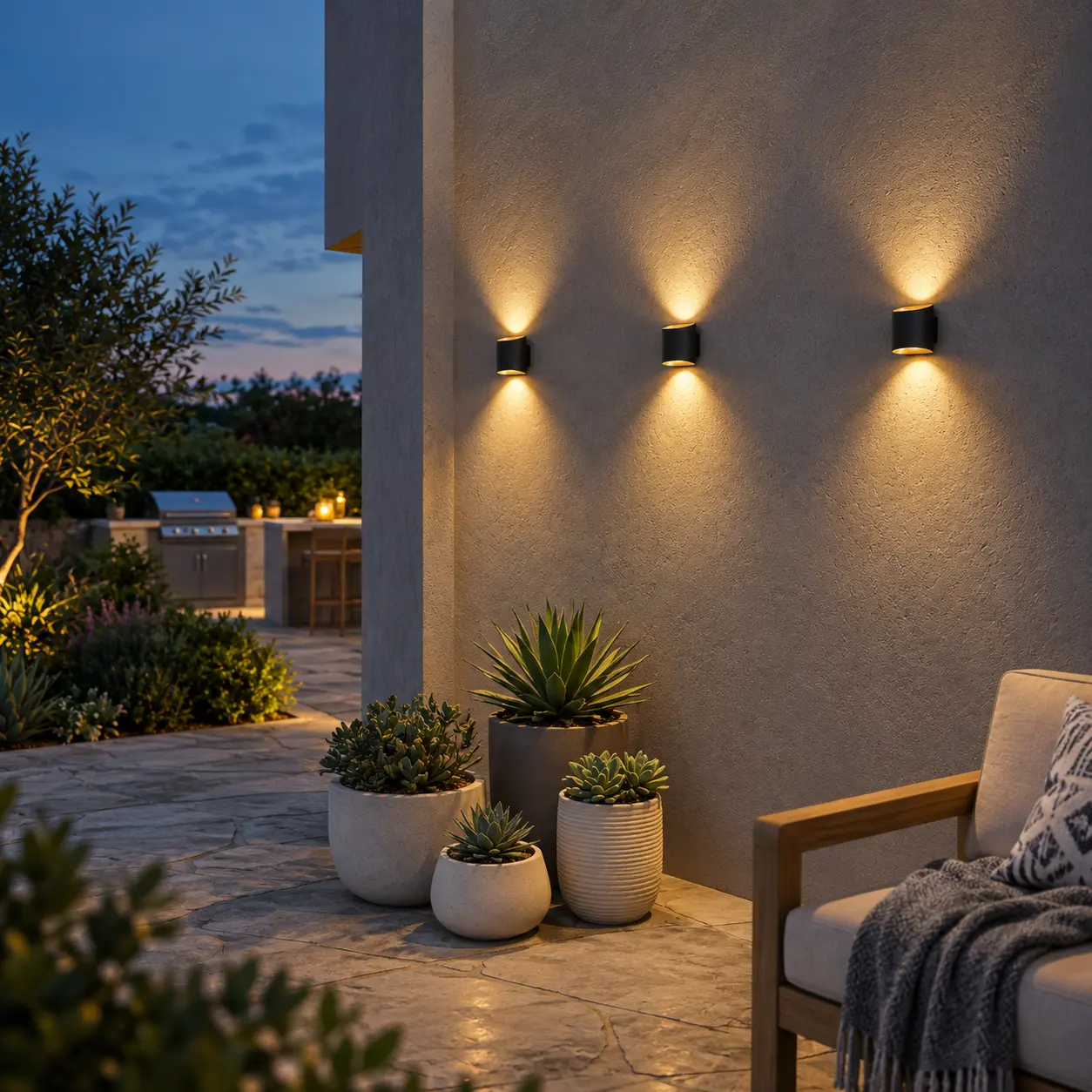 The Lennox Ringed Cylinder Outdoor Wall Light - 100mm Wide - Black & Gold Aluminum