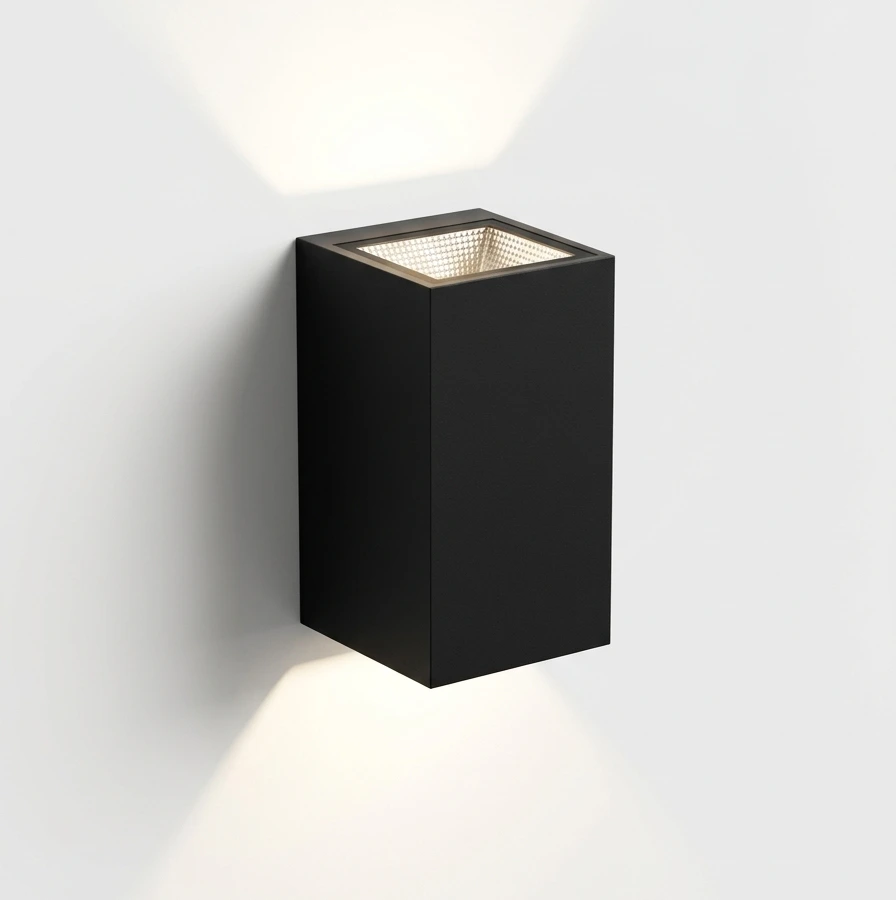 The Plinth Rectangular Block Outdoor Wall Light - 95mm Wide - Matte Black Aluminum