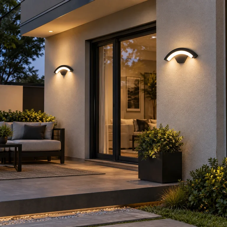 The Curved Fin Outdoor Wall Light - 290mm Wide - Matte Black Aluminum