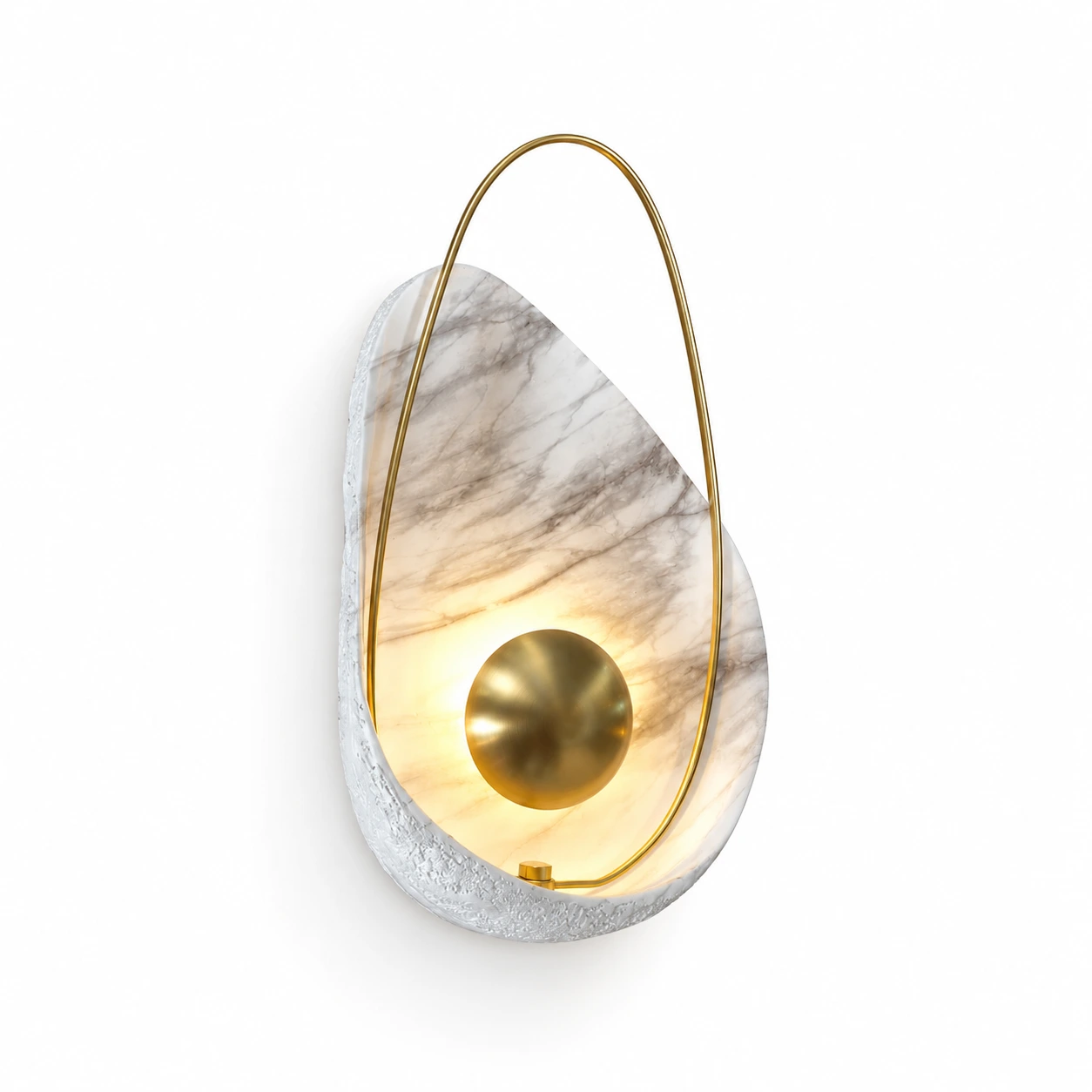 The Dawn 270mm Wide Organic Marble Wall Light - White Marble & Brushed Gold