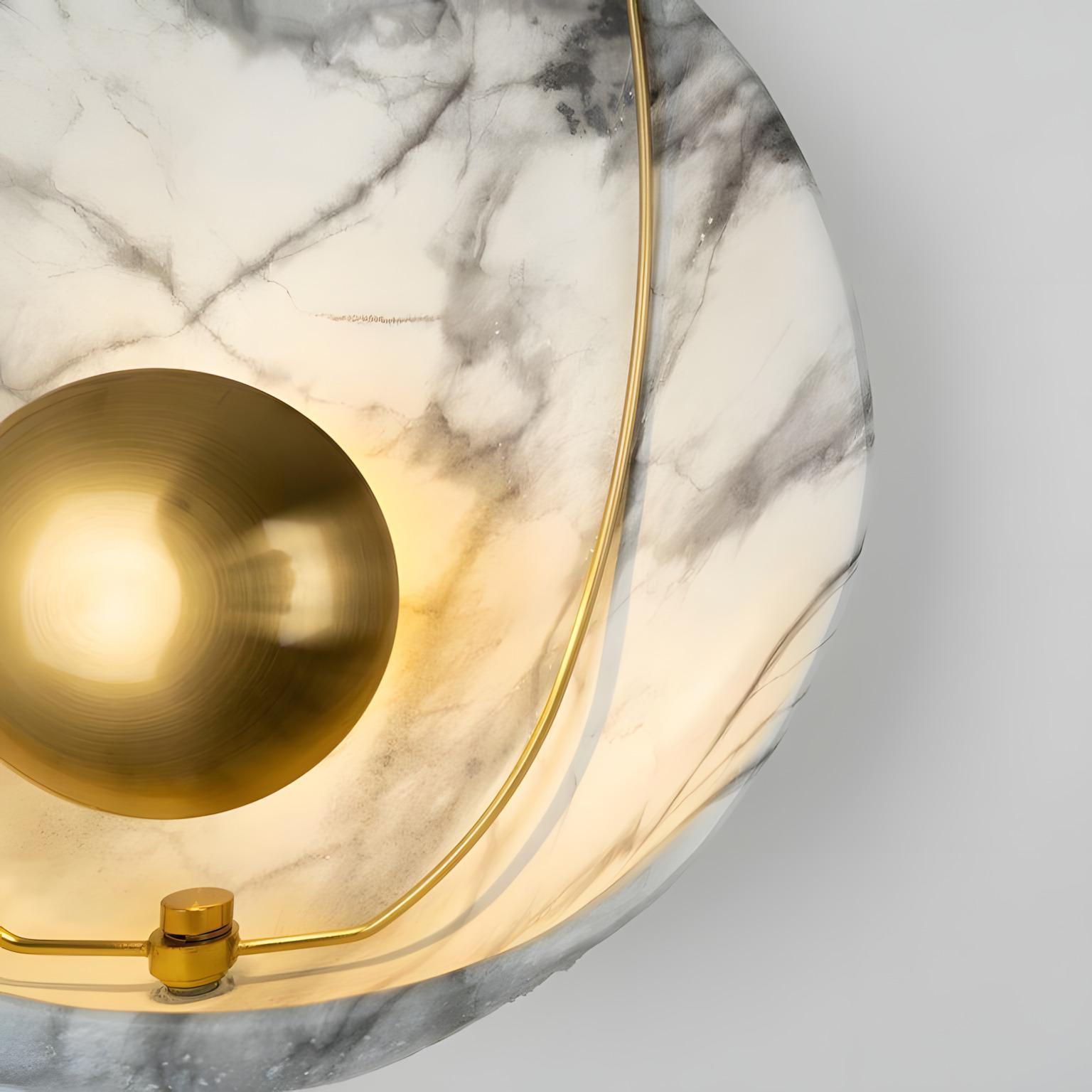 The Dawn 270mm Wide Organic Marble Wall Light - White Marble & Brushed Gold