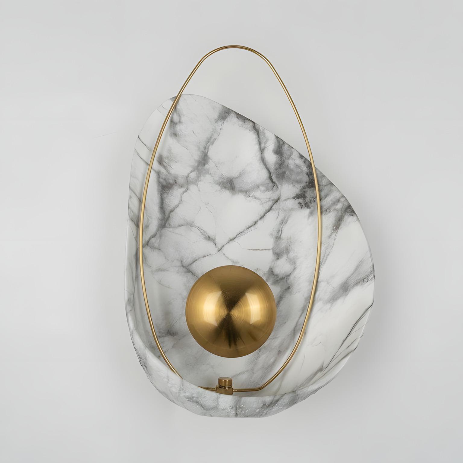 The Dawn 270mm Wide Organic Marble Wall Light - White Marble & Brushed Gold
