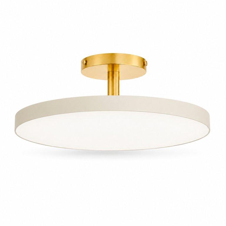 The Round Asteria 24" Diameter 1-Light Modern LED Ceiling Lamp - White & Brass Finish - Metal