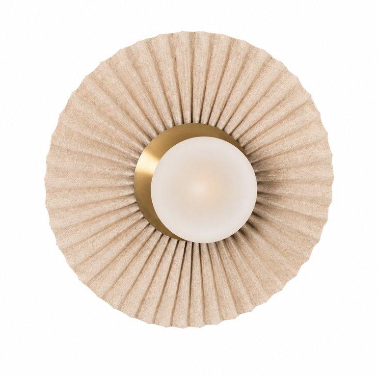 The Pleated 1-Light E27 Wall Sconce - Gold Finish - Metal & Fabric