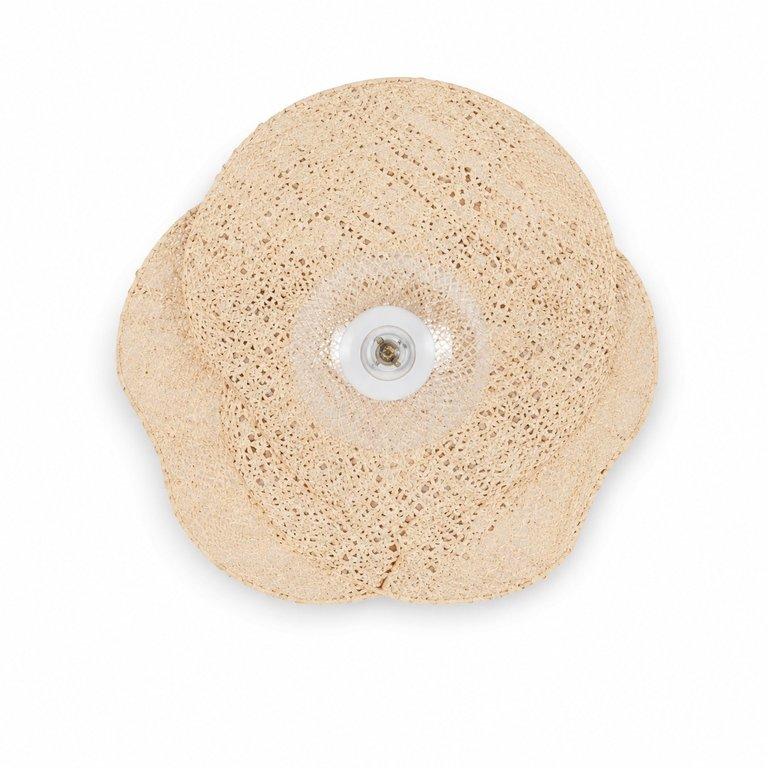 The Rattan Flower 1-Light E27 Wall Sconce - Wood Finish - Metal & Plastic Rattan