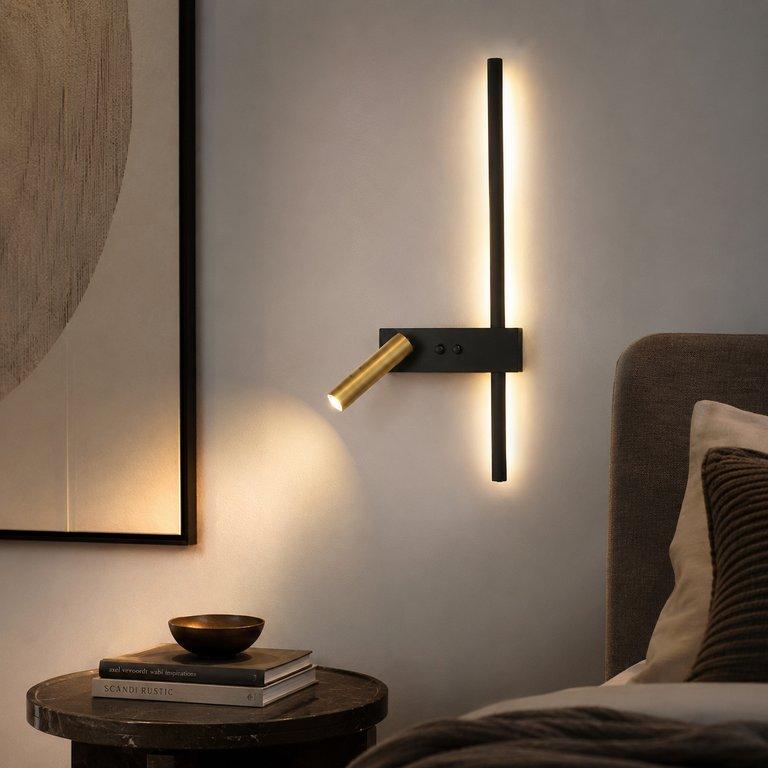 The Linear 20.5" Tall 2-Light 8W LED Wall Sconce - Black & Brass Finish - Metal