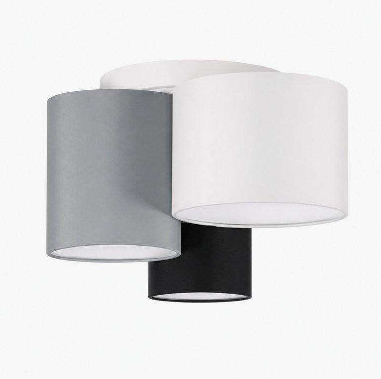 The Trio 9" Wide 3-Light E27 Fabric Ceiling Light - White Finish - Metal & Fabric