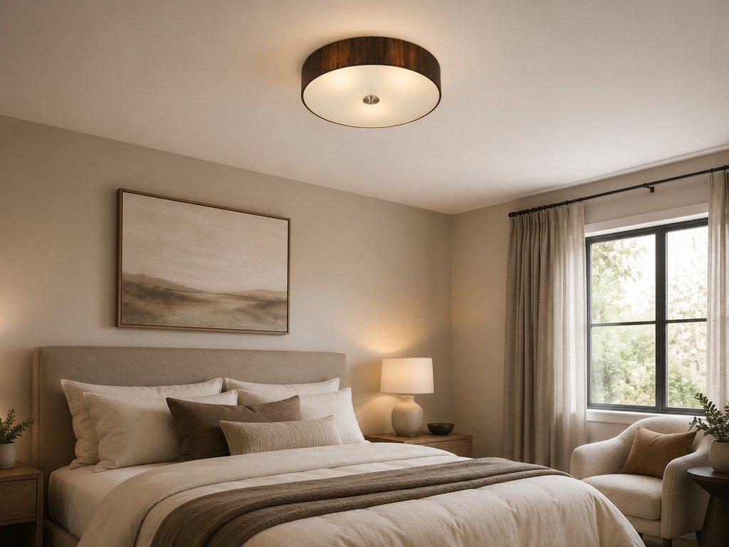 The Sierra 16" Diameter 3-Light E12 Fabric Ceiling Light - Black Finish - Metal & Fabric