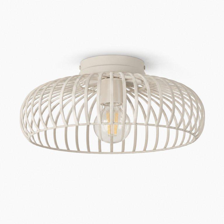 The Cage 16" Diameter 1-Light E27 Ceiling Light - White Finish - Metal